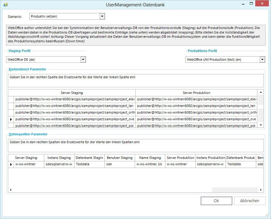 Produktiv setzen! - Szenario im Dialog UserManagement- Datenbank