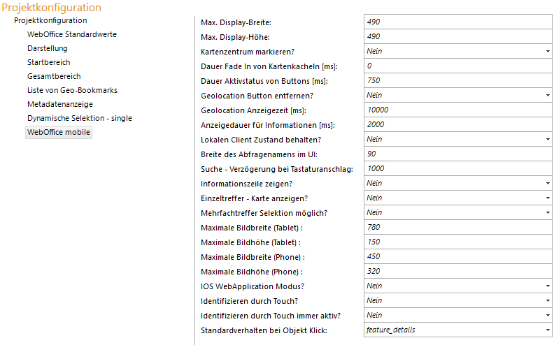 WebOffice mobile Client Konfiguration