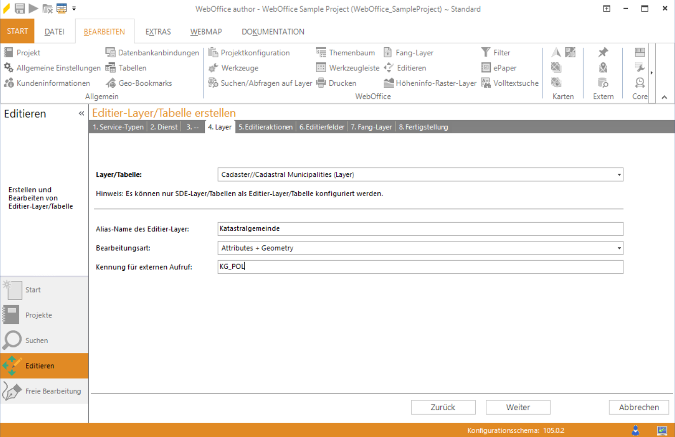 Assistent "Editier-Layer/Tabelle erstellen" - Layer auswählen Assistent "Editier-Layer/Tabelle erstellen" - Layer auswählen