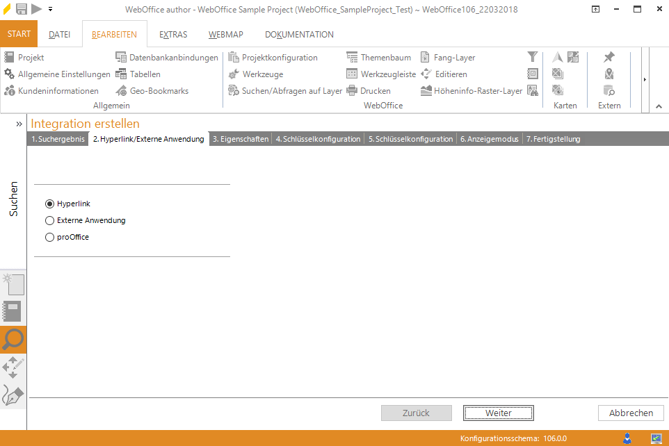 Assistent "Integration erstellen" - Hyperlink / Externe Applikation Assistent "Integration erstellen" - Hyperlink / Externe Applikation
