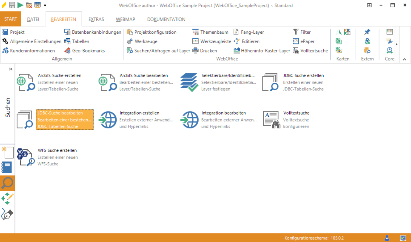 Start des Assistenten "JDBC-Suche bearbeiten"