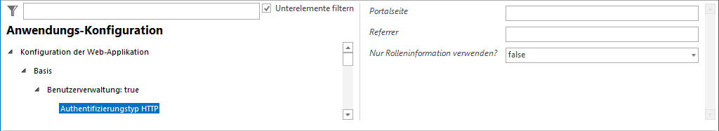 Authentifizierungstyp HTTP - Konfiguration