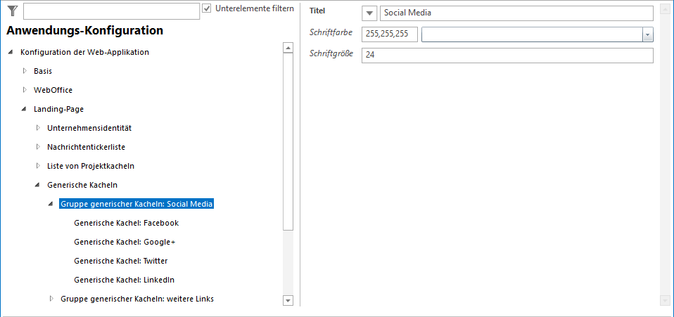Konfiguration - Gruppe generischer Kacheln