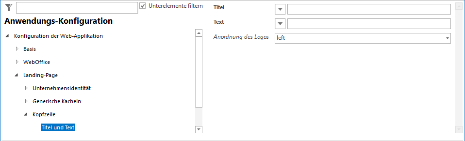 Konfiguration - Titel und Text (Kopfzeile)