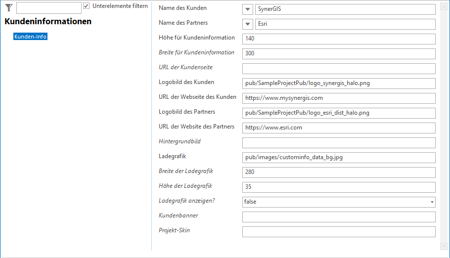 Konfiguration der Kundeninformation