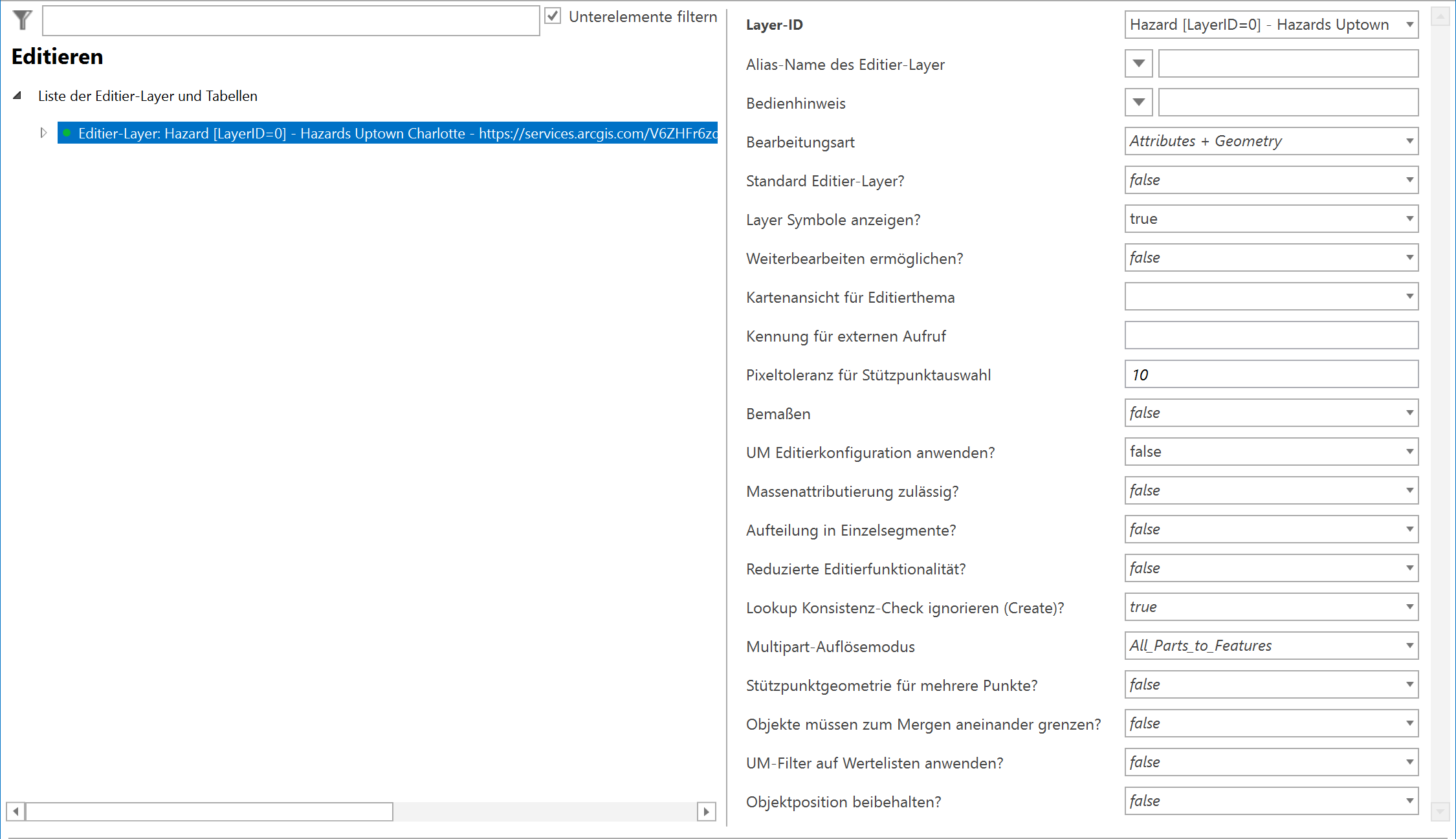 Beispiel einer Editier-Layer Konfiguration