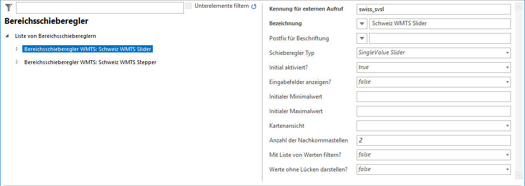 Konfiguration eines Bereichsschiebereglers für WMTS- Dienste Konfiguration eines Bereichsschiebereglers für WMTS- Dienste