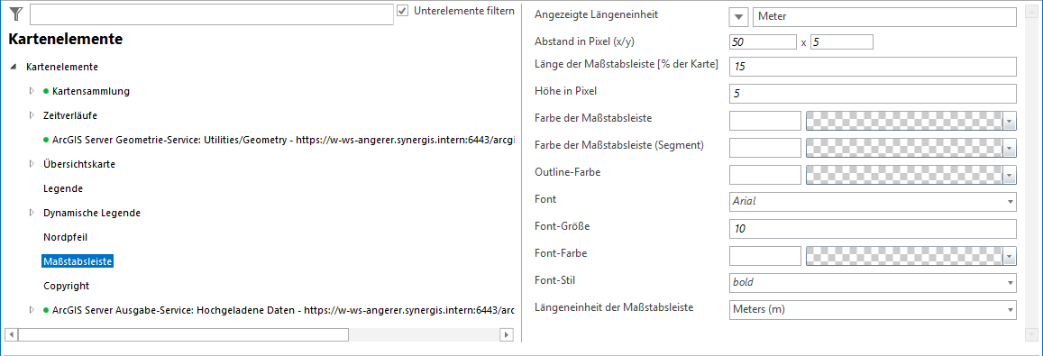 Konfiguration Maßstabsleiste Konfiguration Maßstabsleiste