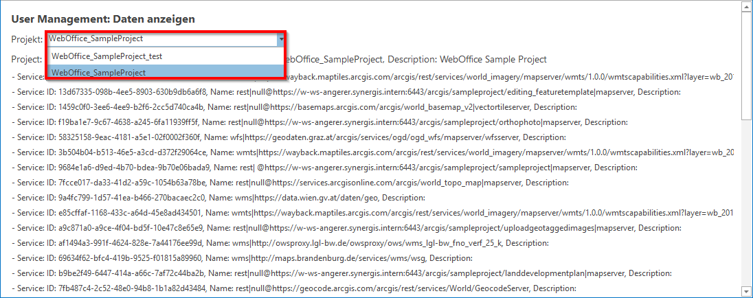 Auswahl des WebOffice 10.8 SP2 Projektes Auswahl des WebOffice 10.8 SP2 Projektes