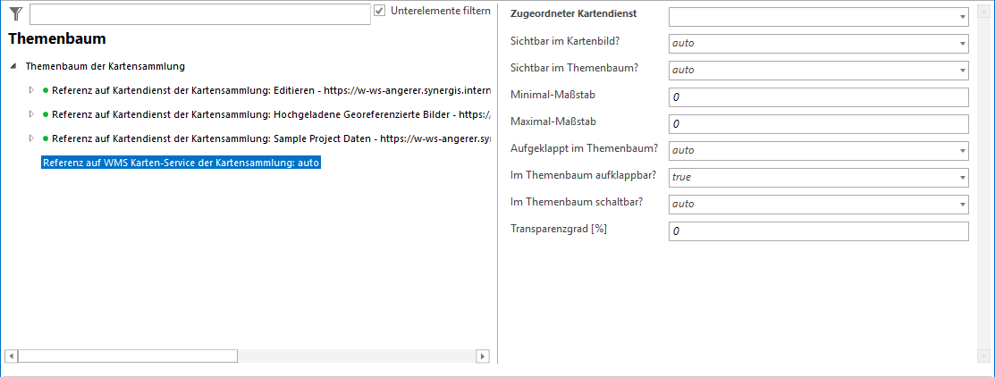 Konfiguration Referenz auf WMS-Kartendienst der Kartensammlung