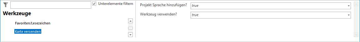 Karte versenden Werkzeug Konfiguration