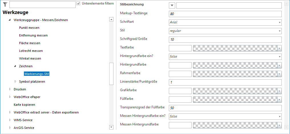 Konfiguration des Markierungs-Stils