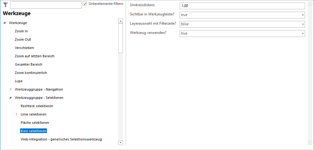 Konfiguration Selektieren-Umreisselektion