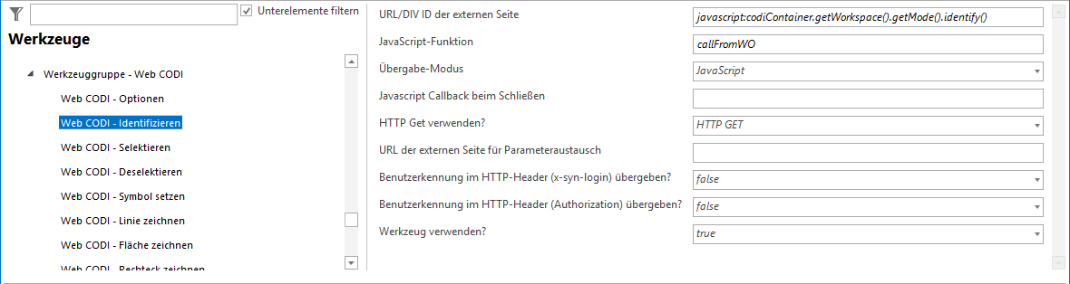 Konfiguration - Web CODI Identifizieren