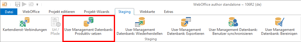 Auswahl des Szenarios: UserManagement Datenbank Produktiv setzen Auswahl des Szenarios: UserManagement Datenbank Produktiv setzen