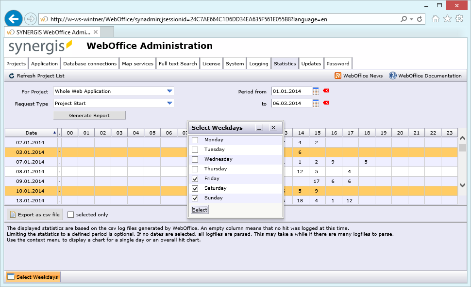 Select specific days of the week Select specific days of the week
