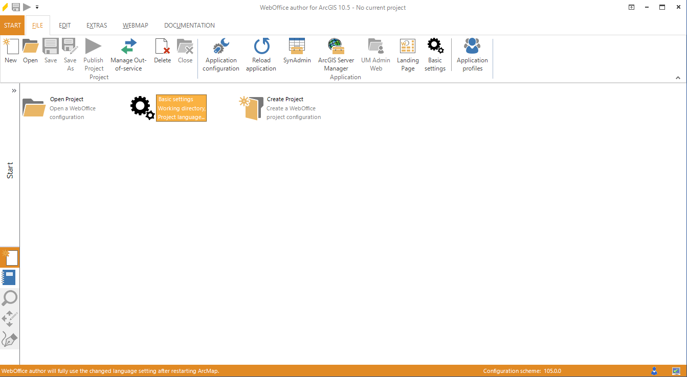 Open basic settings in WebOffice author