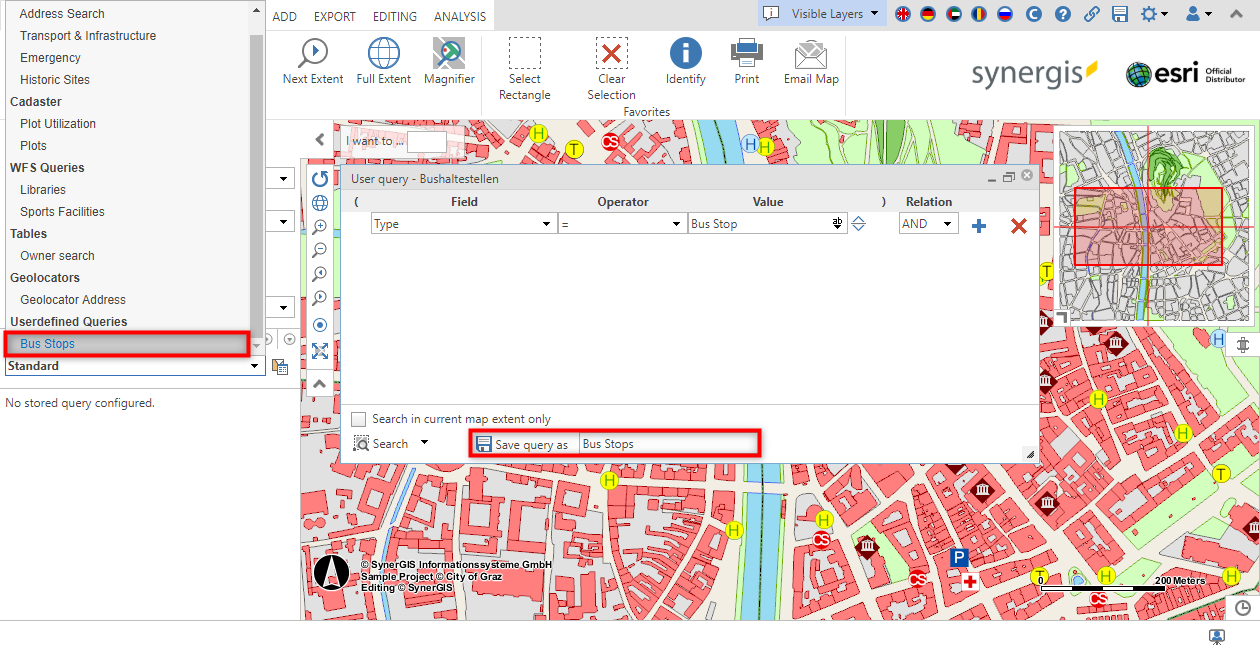 Saved user defined query in the WebOffice core client