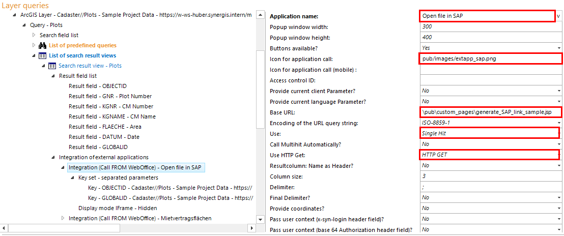 Configuration as an integration of external application in layer queries