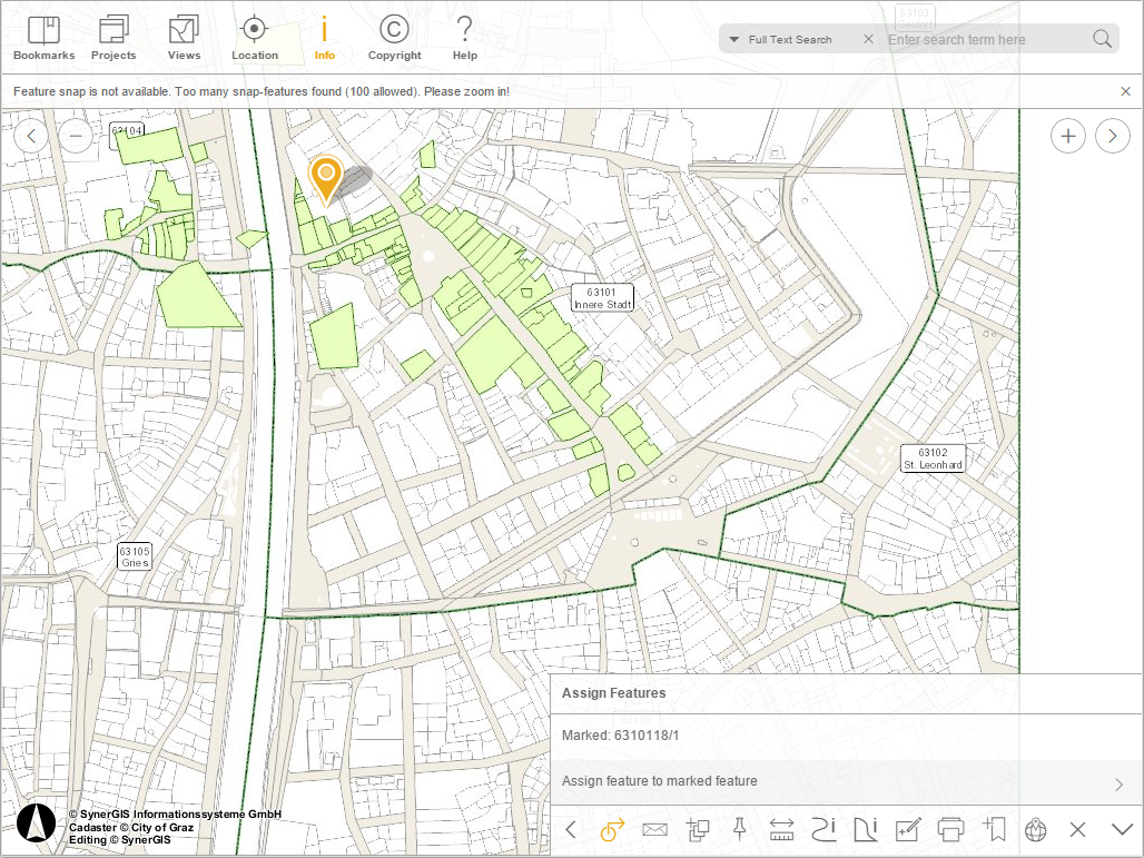 Selecting an object of the source layer (points) and assigning it to marked feature Selecting an object of the source layer (points) and assigning it to marked feature