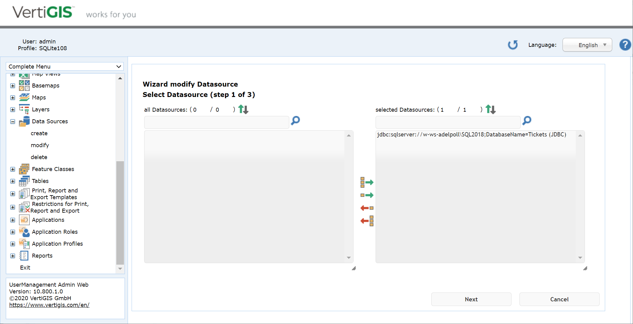 Modify a data source - step 1
