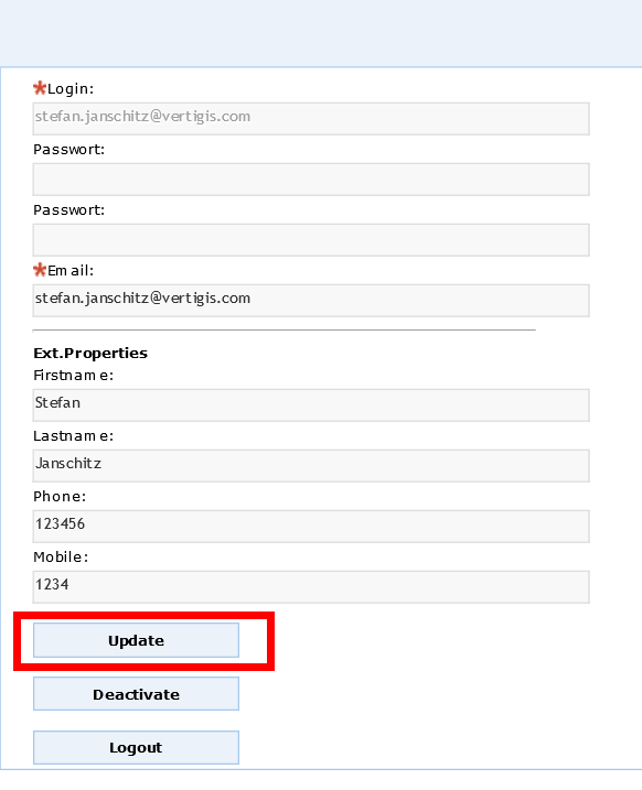 Update user data Update user data