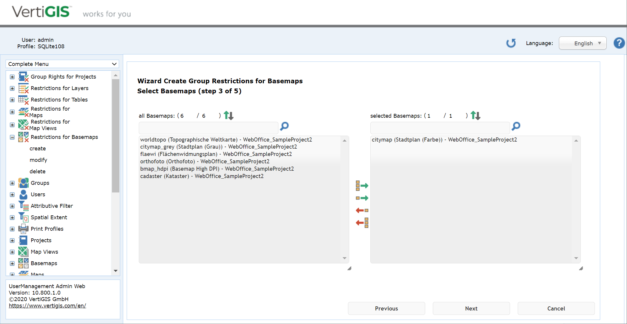 Create restrictions for basemaps - step 3