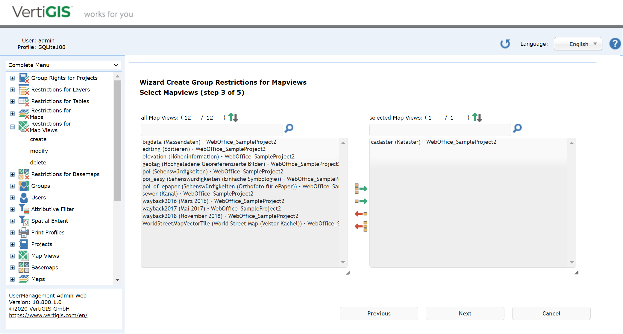 Create restrictions for map views - step 3 Create restrictions for map views - step 3