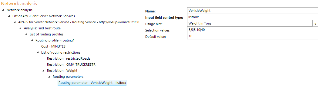 Routing parameter configuration