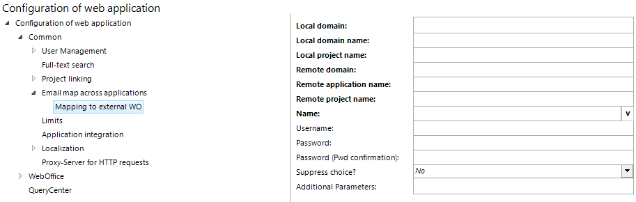 Email map across applications configuration
