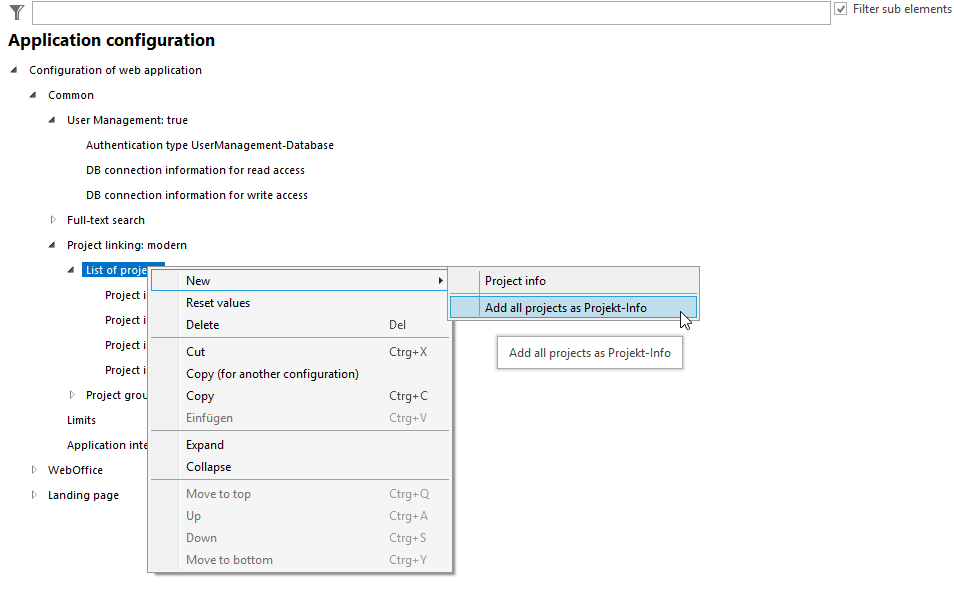 Add all projects as project info Add all projects as project info