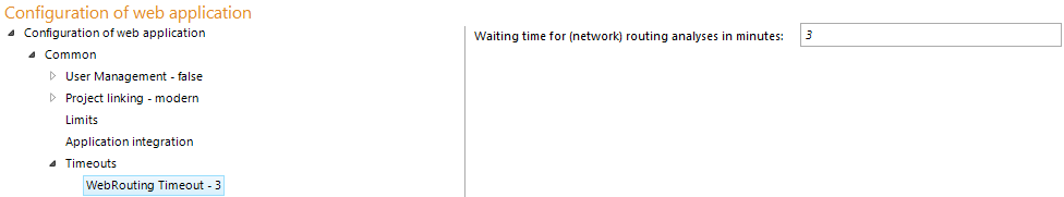 Routing timeout configuration