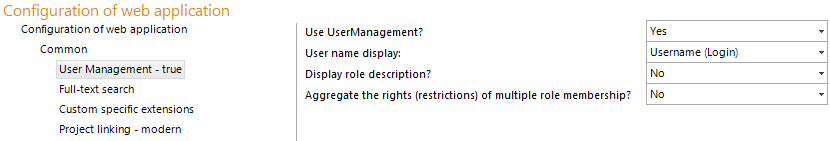 Configuration of User Management