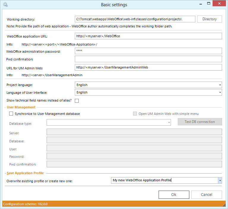 Save Application Profile in WebOffice author