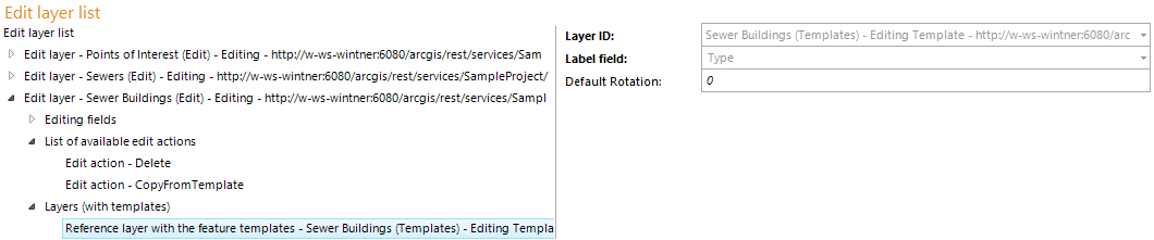 Reference layer with the feature templates configuration