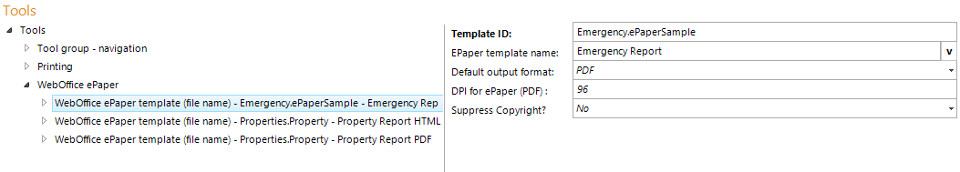 WebOffice ePaper template configuration