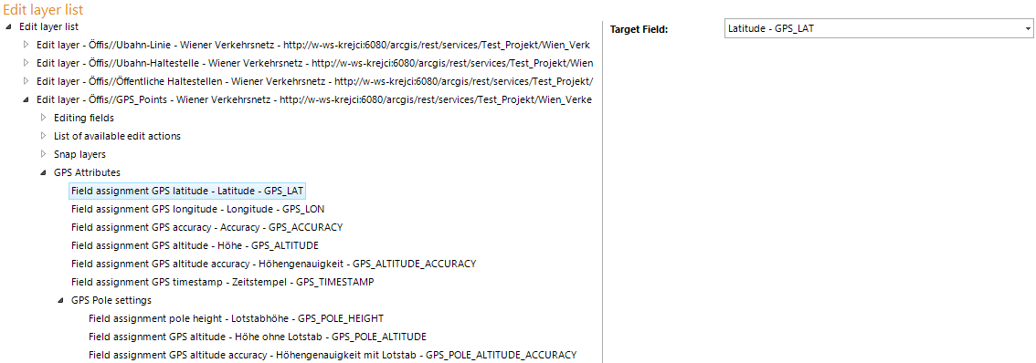 Configuration of the GPS Attributes Assignment - Latitude