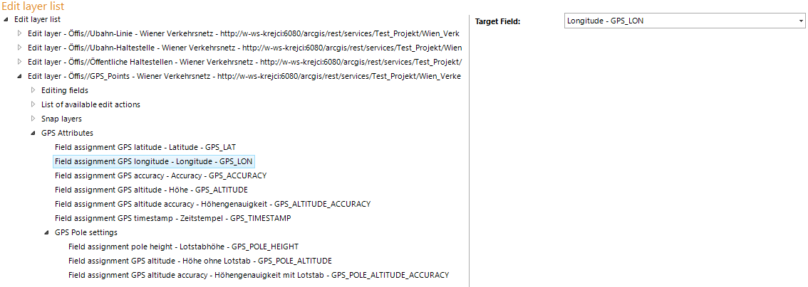 Configuration of the GPS Attributes Assignment - Longitude