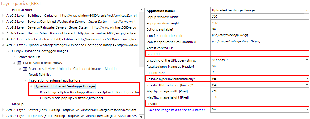 Hyperlink configuration for a field with full image URL