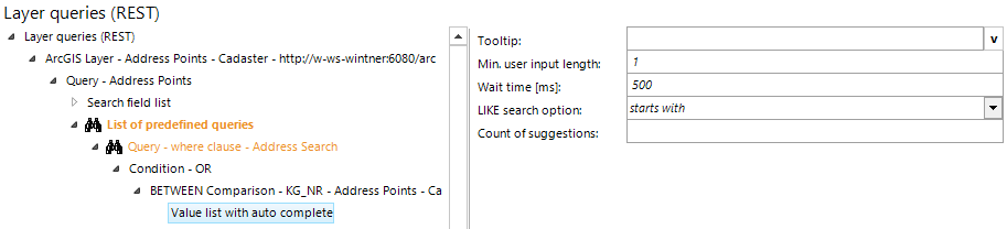 Value list with auto complete configuration