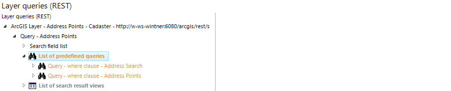 List of predefined queries configuration
