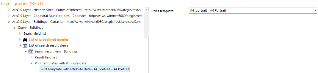 Print templates with attribute data configuration