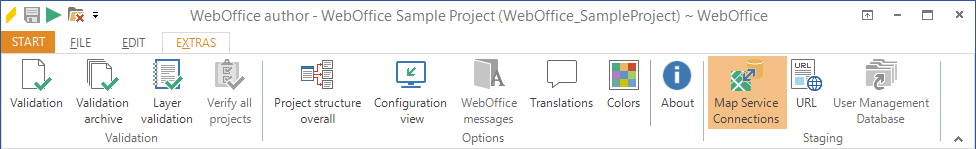 Map service connections in WebOffice author