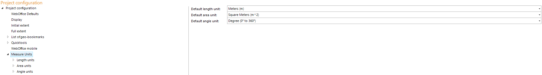 Measure units configuration