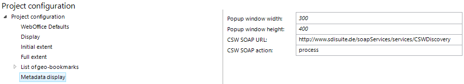 &nbsp;Metadata display configuration