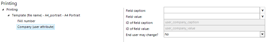 Company (user attribute) configuration
