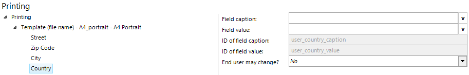 Country configuration