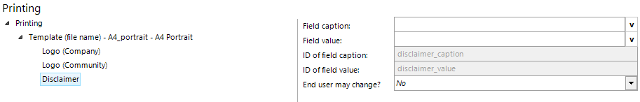 Disclaimer configuration