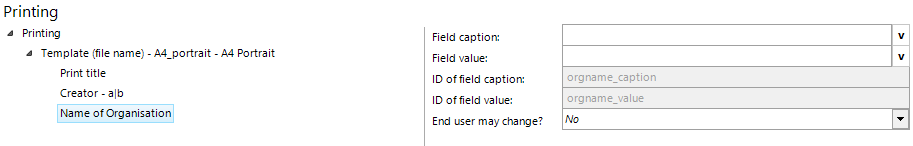 Name of organization configuration