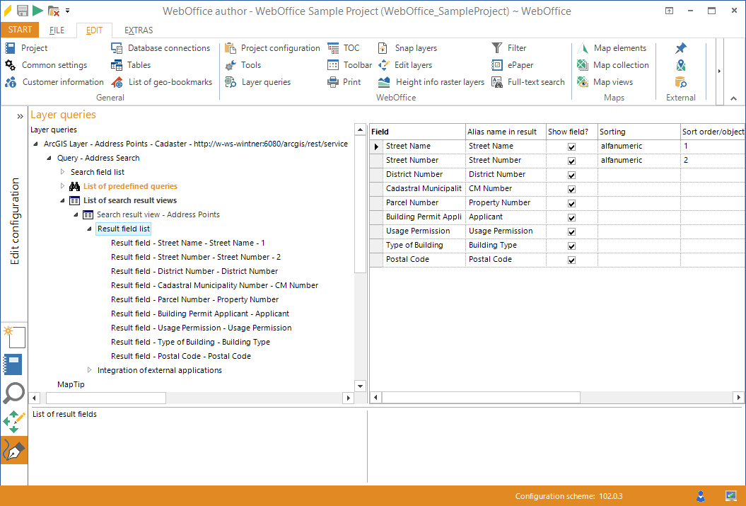 Display result field list after toggle view